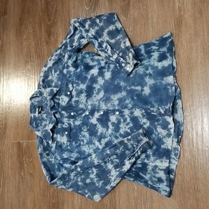 (XL) MISSNIKKY Tie Dye Button Down Shirt Hippie Boho Academia Business Casual